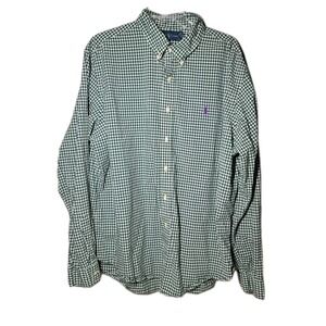 Ralph Lauren Mens Size XXLARG Green Gingham Check Long Sleeve Button Dowm Shirt